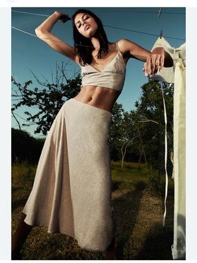 Tae Park Flowy Linen Knit Skort Natural